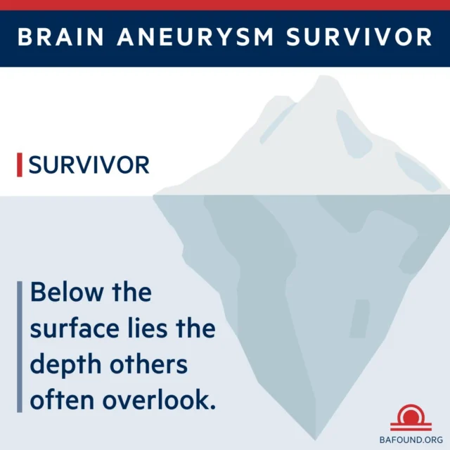 Brain aneurysm survivors face struggles like an iceberg — most of what they endure lies beneath the surface. Beyond visible symptoms lie unseen pain, lifelong challenges, and lasting impact. Let’s raise awareness for the battles no one always sees.