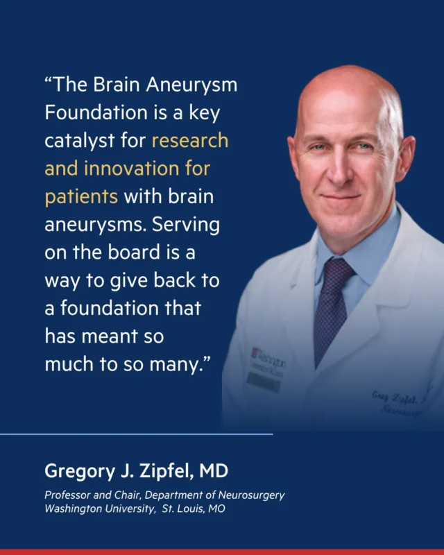 The Brain Aneurysm Foundation is honored to highlight members of our Medical Advisory Board, a group of leading experts who guide our mission to advance awareness, education, and research.

Gregory J. Zipfel, MD, is Chair of the Department of Neurosurgery and Professor of Neurosurgery at Washington University in St. Louis. His leadership and expertise strengthen BAF’s work to improve outcomes for those affected by brain aneurysms.

Meet more of our Medical Advisory Board members here: https://bit.ly/BAFMedicalAdvisory