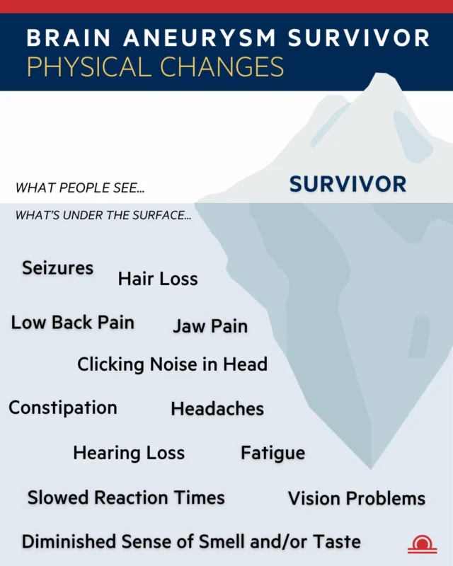 Survivors are at the core of everything we do. 
Their strength and resilience inspire our mission to create a world free from the devastation of brain aneurysms. Recovery can bring both visible and hidden effects, some physical, like seizures or headaches, and others less visible, like fatigue, pain, or changes in vision or hearing. Every survivor’s journey deserves understanding and support.