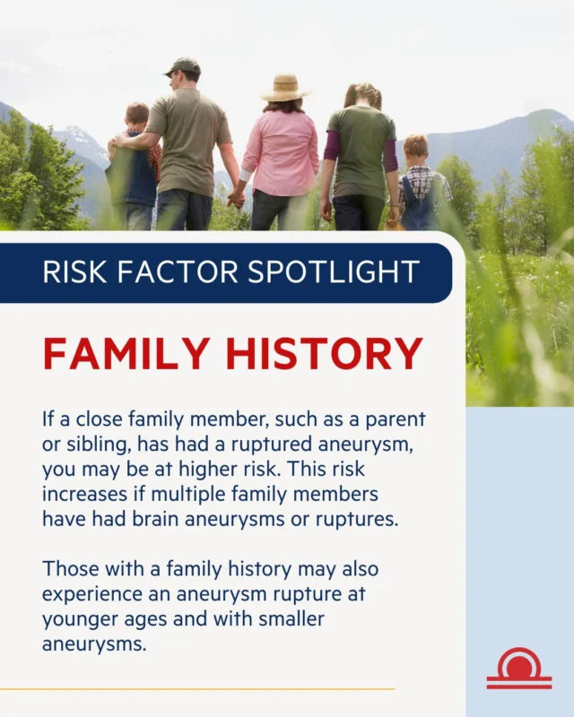 Risk Factor Spotlight: Family History
If a parent or sibling has had a ruptured aneurysm, your risk may be higher—especially if multiple family members are affected. People with a family history may also experience ruptures at younger ages or with smaller aneurysms.

Learn how to talk to your doctor about screening: https://youtu.be/ffRaVn0BMJk?si=L4rhjCGXX357do_8