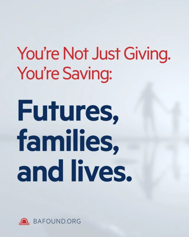 This Thanksgiving, as we sit beside the people we love, we’re reminded of how precious every moment is.
Your generosity helps ensure more families get to share holidays together. When you give, you’re saving futures, families, and lives, https://give.bafound.org/2025Giving