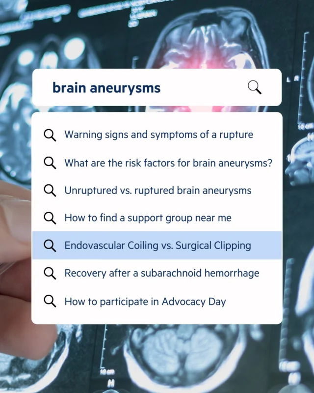Looking for clear, trusted information about brain aneurysms? The Brain Aneurysm Foundation offers resources to help you understand every step — from risk factors and warning signs to treatment options and recovery support. Learn more at bafound.org