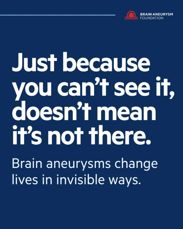 Brain aneurysms can change lives in ways others may never notice—physically, emotionally, and mentally. Invisible doesn’t mean insignificant.

Let’s keep raising awareness, supporting survivors, and reminding everyone why early detection matters.