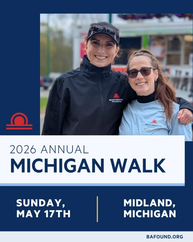 Midland, MI — we're coming to you! Join us on May 17th for the Annual Michigan Run/Walk. A morning of movement, community, and purpose — all in support of brain aneurysm survivors and the research that saves lives.