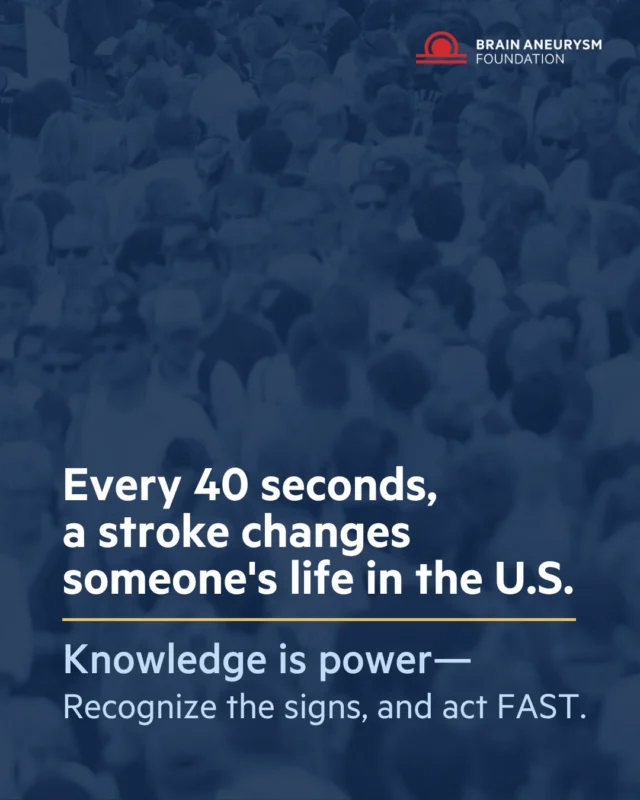 Every 40 seconds, someone in the U.S. experiences a stroke. Knowledge is power — recognizing the signs and acting FAST can save a life. Learn the warning signs, trust your instincts, and seek emergency care immediately.  https://www.bafound.org/blog/brain-aneurysm-vs-stroke-whats-the-difference-and-why-it-matters/