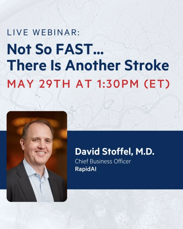 Join the Brain Aneurysm Foundation on May 29, 2026, at 1:30 PM ET for an insightful webinar exploring the impact of AI in stroke and brain aneurysm detection and treatment. Featuring Executive Director Christine Buckley and Dr. David Stoffel of RapidAI, this discussion will highlight how innovative technology is transforming diagnosis, treatment, and patient outcomes in neurological care. Register from the link in our bio.