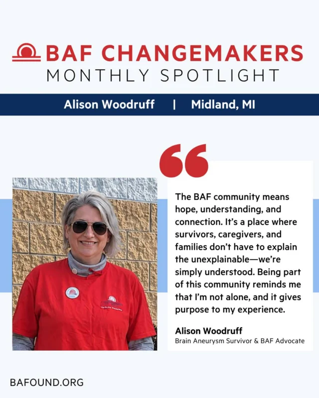 Today marks Alison’s rupture anniversary — eight years since her life-changing brain aneurysm rupture on May 15, 2018. Since then, she has turned her journey into advocacy, showing up year after year for the Brain Aneurysm Foundation community.

This year, Alison stepped into the role of Event Coordinator for the BAF Michigan Walk, helping bring the event’s first-ever timed 5K run to life. Alongside “Team Bucky!,” she has also helped raise more than $11,000 since 2022 to support brain aneurysm awareness, research, and support programs. Click the link in bio to learn more.