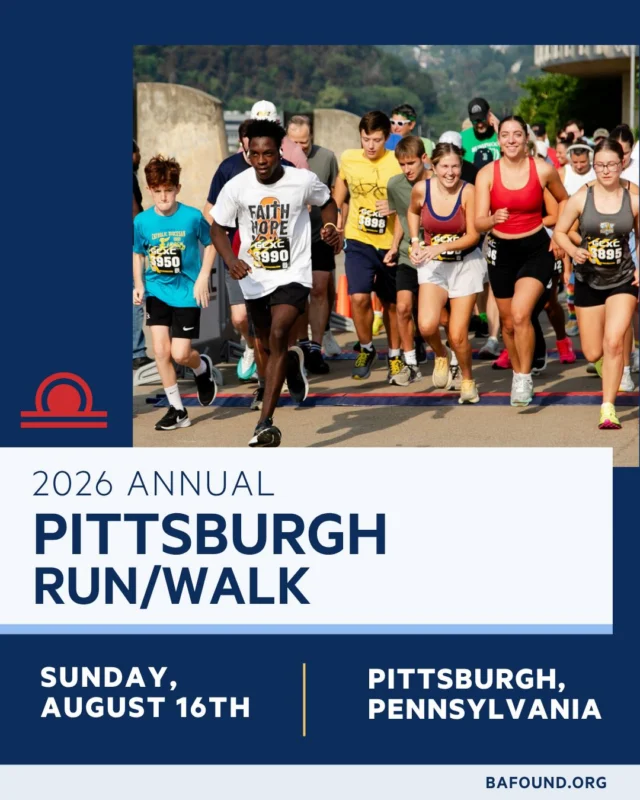 Rise and shine, Pittsburgh! Meet us at North Shore Riverfront Park on August 16th for the Annual Pittsburgh Run/Walk. A great morning to get moving, honor survivors, and make a real difference in the fight against brain aneurysms.
http://give.bafound.org/2026Pittsburgh