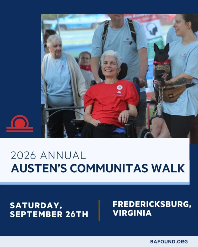 Join us at Memorial Park in Fredericksburg, VA, on September 26th for Austen's Communitas Walk! A meaningful day to come together as a community, honor brain aneurysm survivors and Austen, those we have lost, and raise awareness for a cause that truly saves lives.
Register today: http://give.bafound.org/2026Austens